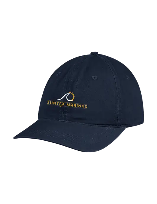 Garment Washed Unstructured Twill Navy Cap w/Suntex Marinas Logo