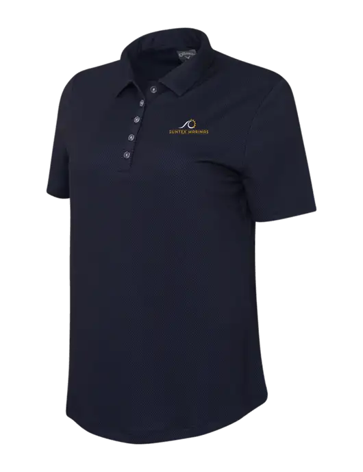 Callaway Womens Birdseye Navy Polo w/Suntex Marinas Logo