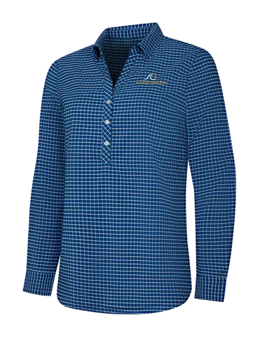 Womens Navy/White City Stretch Shirt w/Suntex Marinas Logo